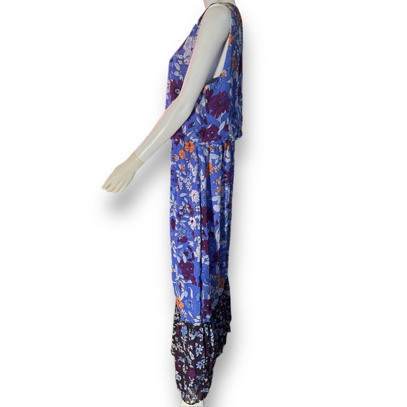 CHICOS Purple Floral Print Keyhole Blouson Sleeveless Maxi Dress 2.5 L 14 - Picture 4 of 8